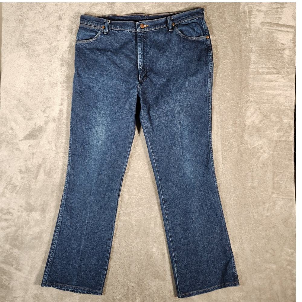 Wrangler Men's Jeans 38X32 Blue Dark Wash Bootcut‎ Cotton Blend 947STR
